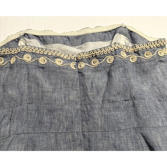Vineyard Vines chambray crochet lace trim linen dress Size 8 Blue, Pockets - Picture 3 of 8